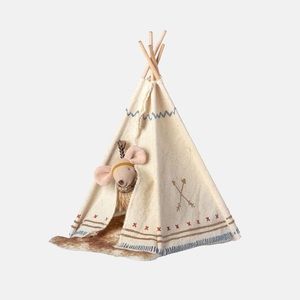 Maileg little feather mouse in a teepee brand new